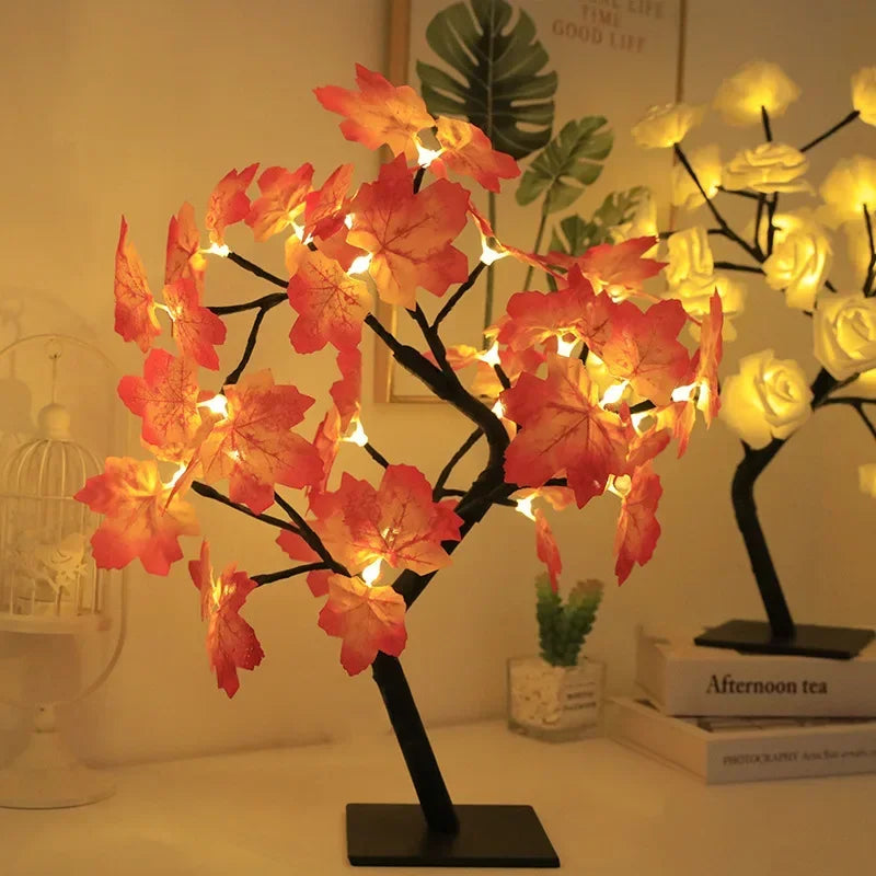 Manoora™ - LED Fairy Flower Tree Lamp with Maple Leaves and Roses