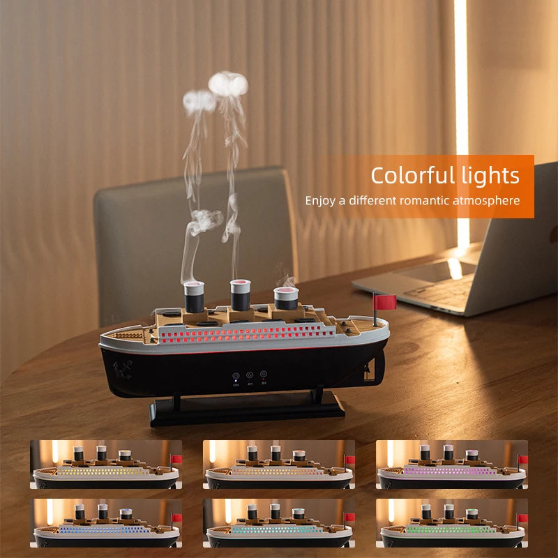 Manoora™ - Titanic-Inspired Ultrasonic Humidifier & Essential Oil Diffuser with RGB Lighting